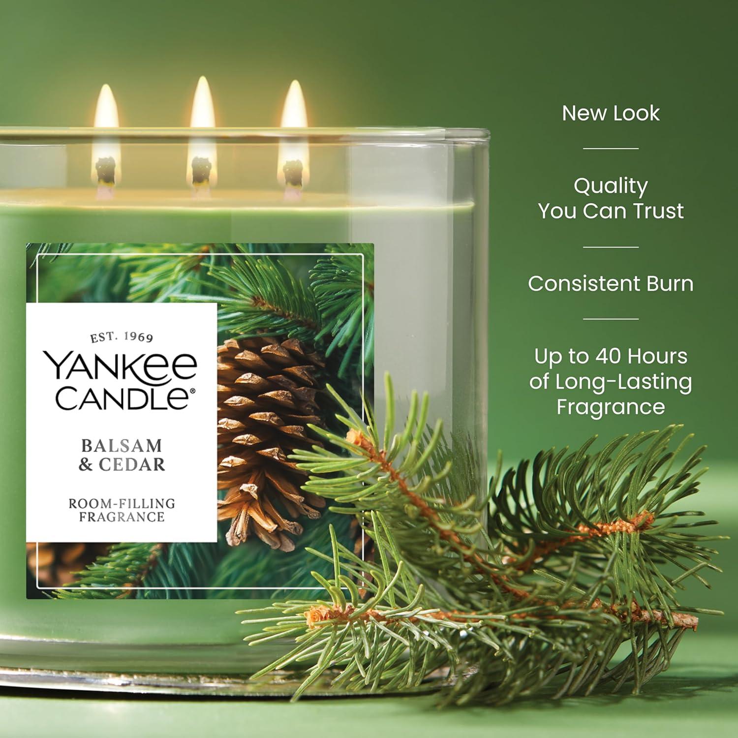 imageYankee Candle Balsam ampamp Cedar Holiday Scented Candle 22oz Large Jar with up to 150 Hour Burn Time GiftableBalsam Cedar