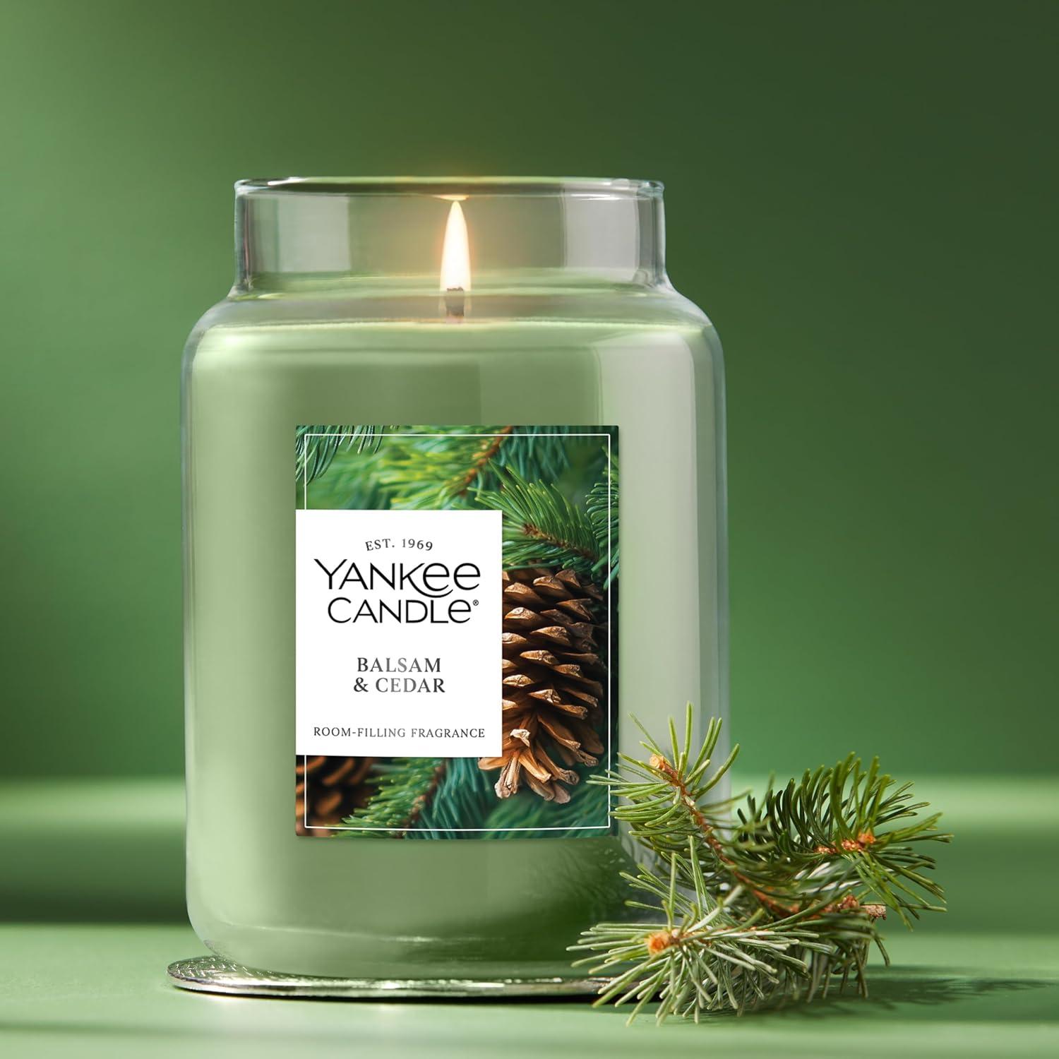 imageYankee Candle Balsam ampamp Cedar Holiday Scented Candle 22oz Large Jar with up to 150 Hour Burn Time GiftableBalsam Cedar