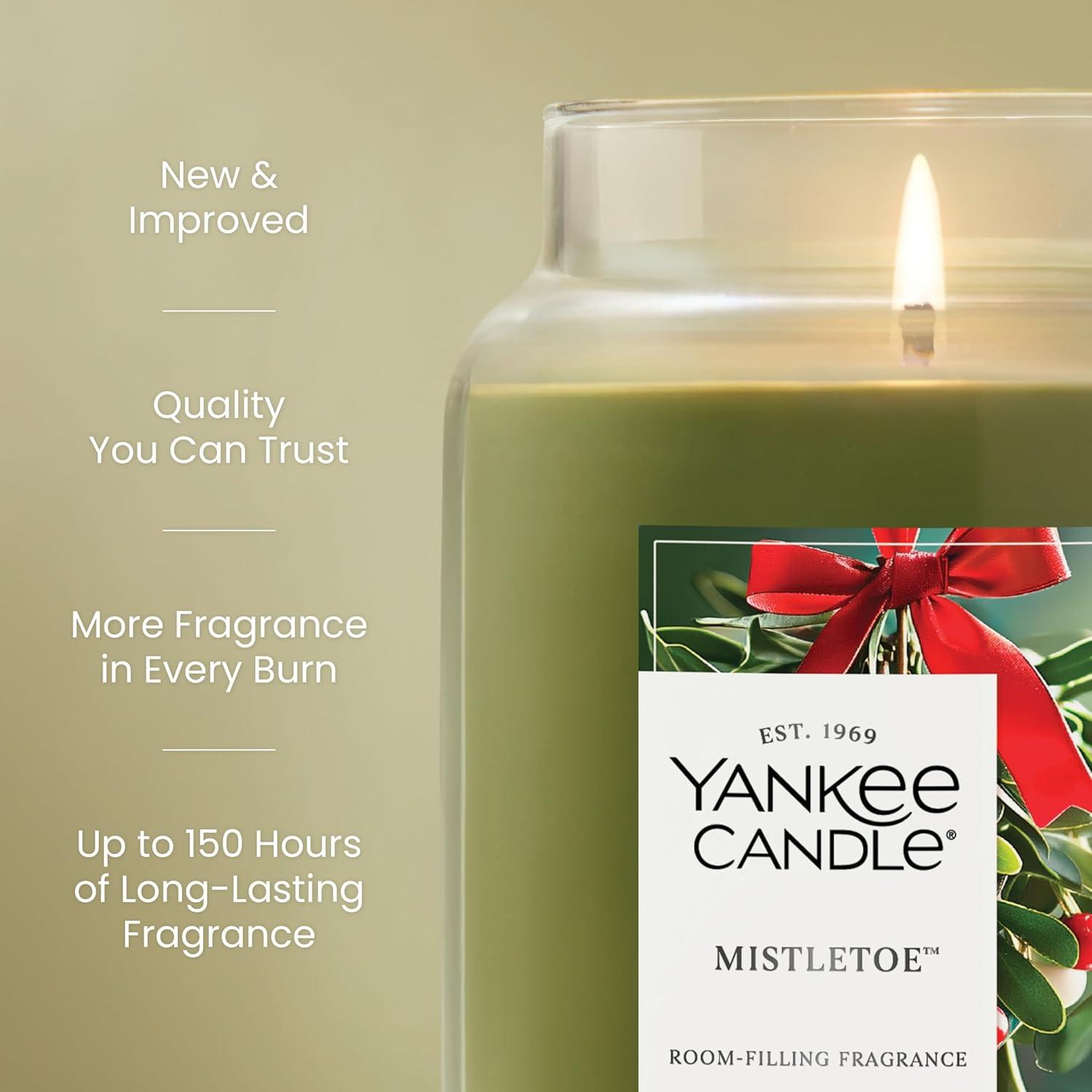imageYankee Candle Balsam ampamp Cedar Holiday Scented Candle 22oz Large Jar with up to 150 Hour Burn Time GiftableMistletoe