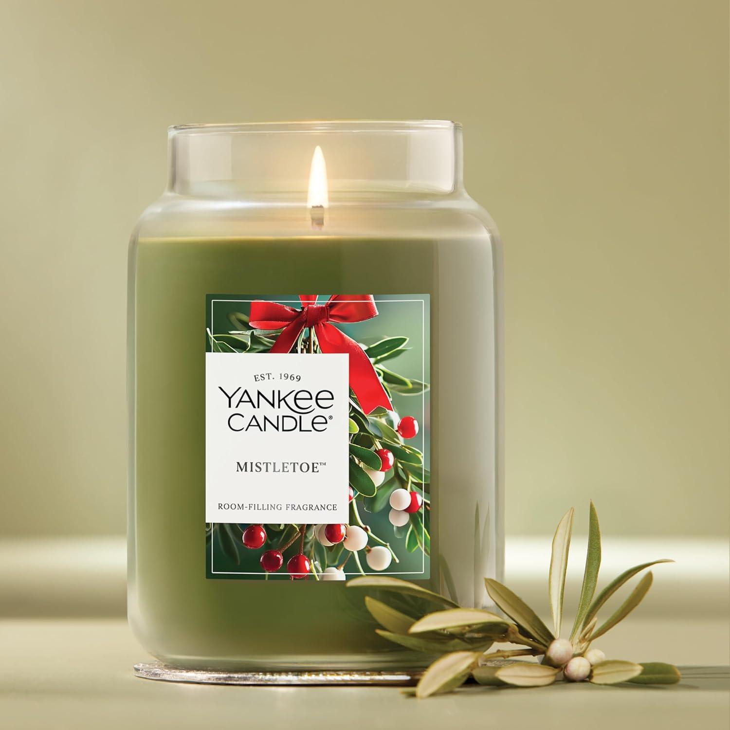 imageYankee Candle Balsam ampamp Cedar Holiday Scented Candle 22oz Large Jar with up to 150 Hour Burn Time GiftableMistletoe