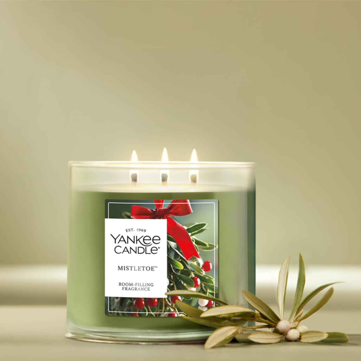 imageYankee Candle Balsam ampamp Cedar Holiday Scented Candle 22oz Large Jar with up to 150 Hour Burn Time GiftableMistletoe