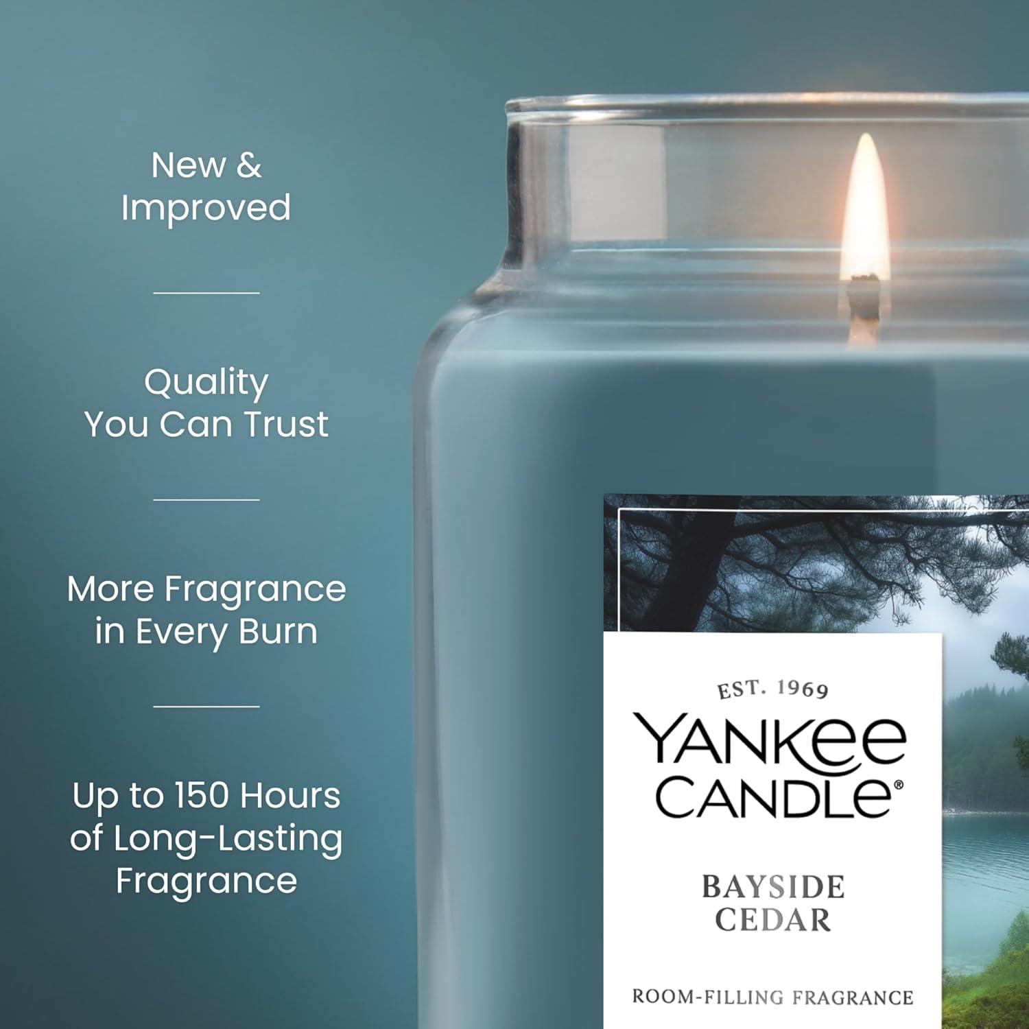 imageYankee Candle Clean Cotton Scented Candle 22oz Large Jar with up to 150 Hour Burn Time Giftable BirthdaysBayside Cedar