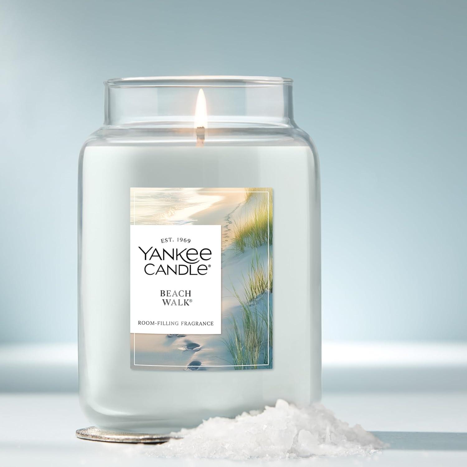 imageYankee Candle Clean Cotton Scented Candle 22oz Large Jar with up to 150 Hour Burn Time Giftable BirthdaysBeach Walk