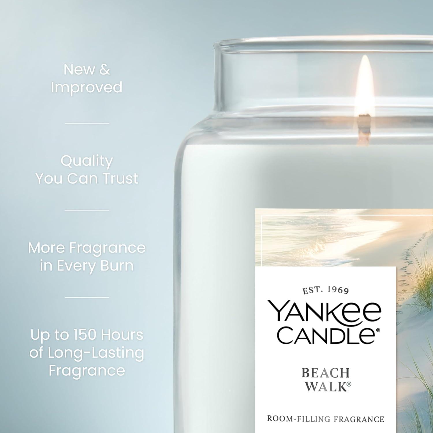 imageYankee Candle Clean Cotton Scented Candle 22oz Large Jar with up to 150 Hour Burn Time Giftable BirthdaysBeach Walk