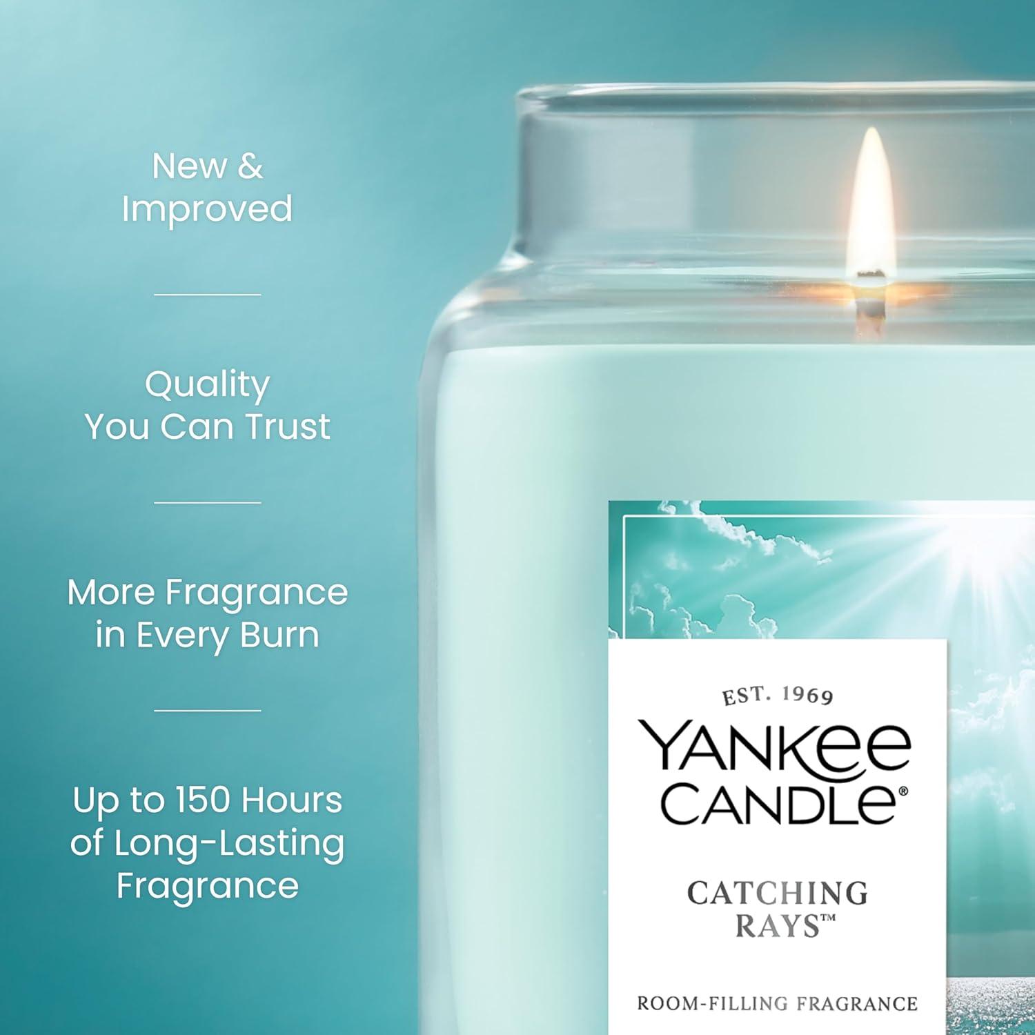 imageYankee Candle Clean Cotton Scented Candle 22oz Large Jar with up to 150 Hour Burn Time Giftable BirthdaysCatching Rays