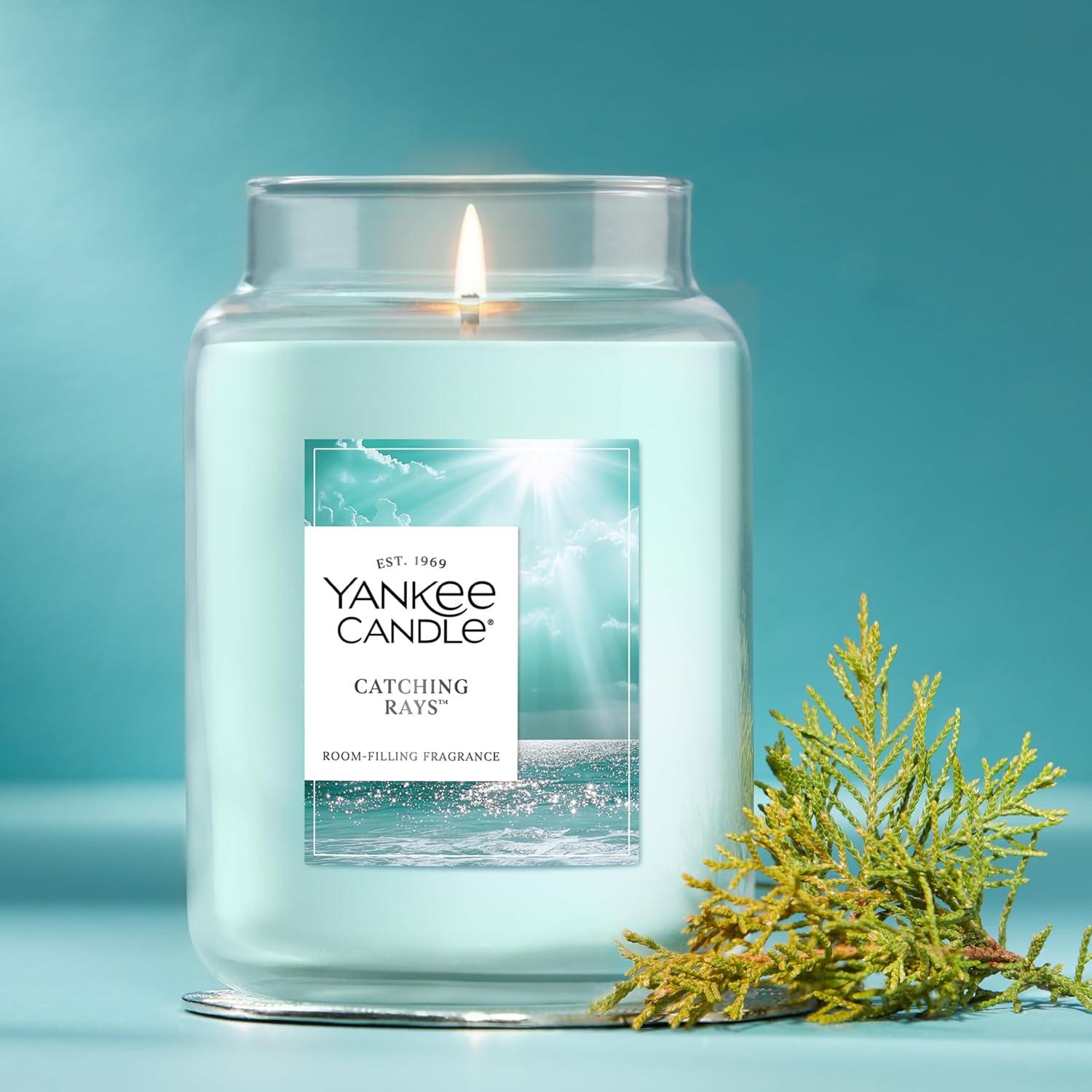 imageYankee Candle Clean Cotton Scented Candle 22oz Large Jar with up to 150 Hour Burn Time Giftable BirthdaysCatching Rays