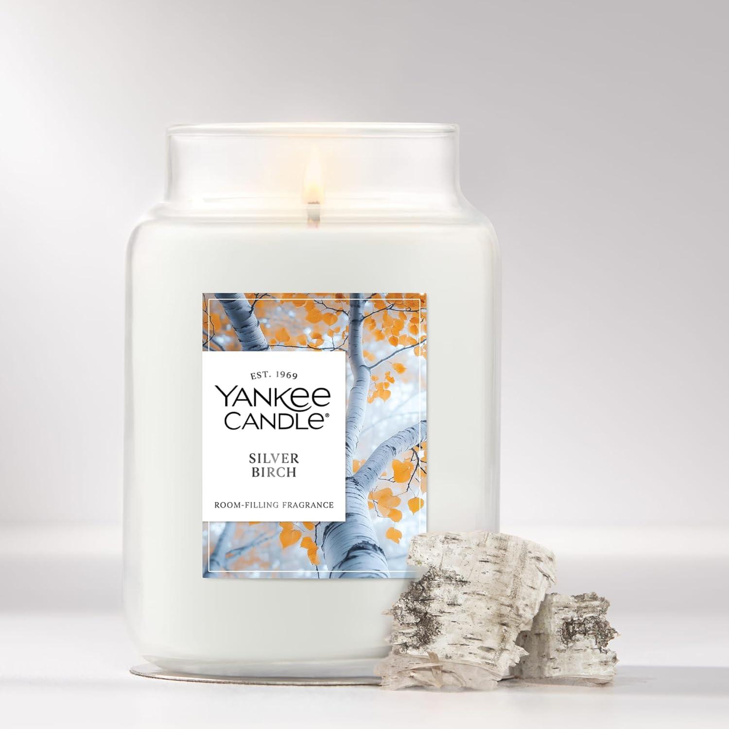 imageYankee Candle Clean Cotton Scented Candle 22oz Large Jar with up to 150 Hour Burn Time Giftable BirthdaysSilver Birch