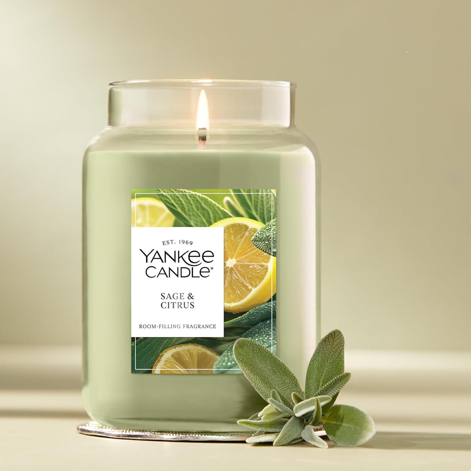 imageYankee Candle Sage ampamp Citrus Scented Candle 22oz Large Jar with up to 150 Hour Burn Time Giftable BirthdaysSage Citrus