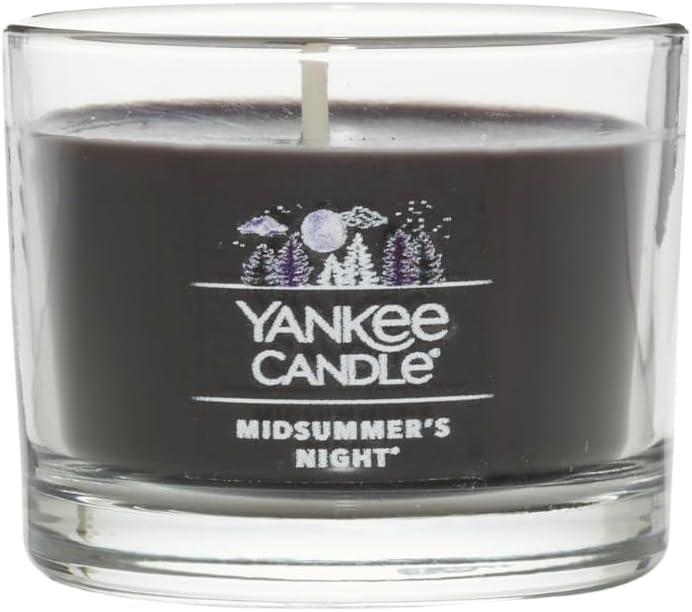 imageYankee Candle Signature Votive Mini Candle Jar Midsummers Night Scent Natural Soy Wax Blend Candle with Natural Fiber Wick 13 OZ Glass Jar Pack of 4Midsummers Night