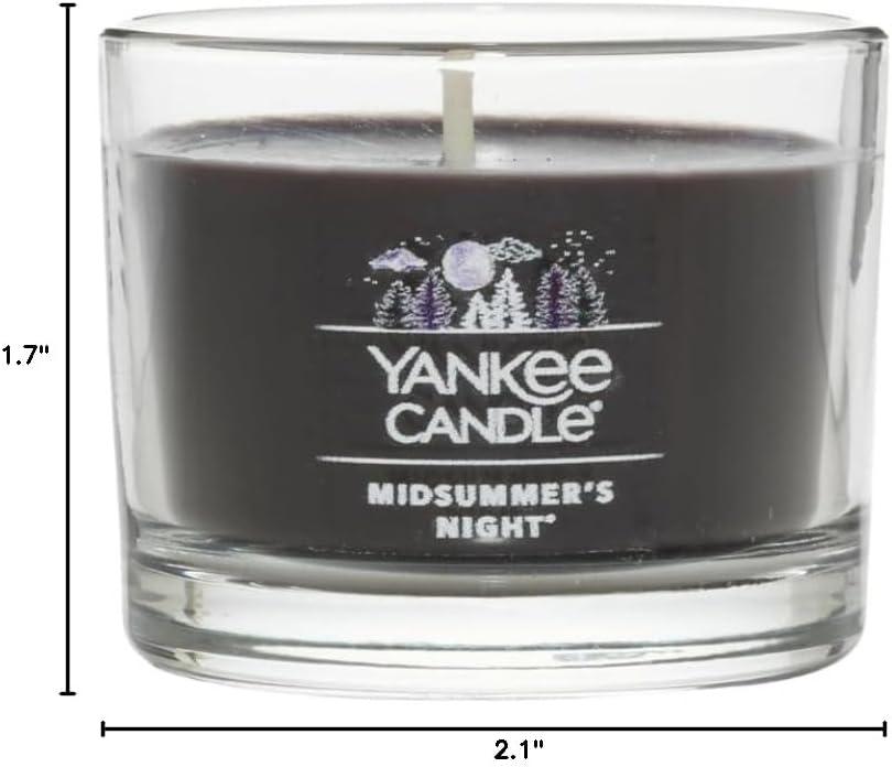 imageYankee Candle Signature Votive Mini Candle Jar Midsummers Night Scent Natural Soy Wax Blend Candle with Natural Fiber Wick 13 OZ Glass Jar Pack of 4Midsummers Night