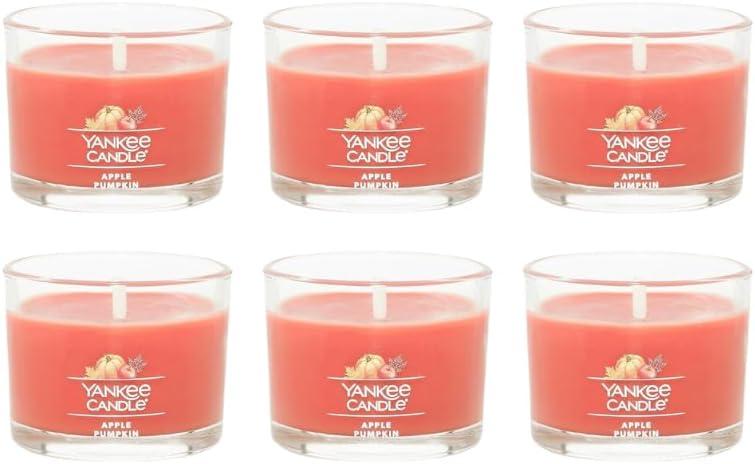 imageYankee Candle Signature Votive Mini Candle Jar Vanilla Cupcake Scent Natural Soy Wax Blend Candle with Natural Fiber Wick 13 OZ Glass Jar Pack of 4Apple Pumpkin