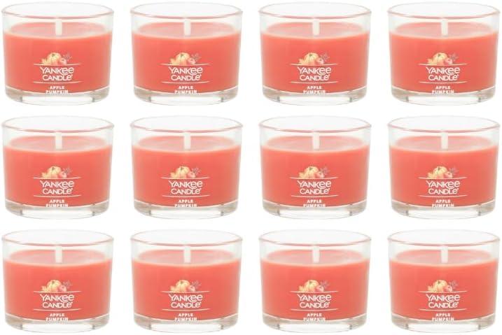 imageYankee Candle Signature Votive Mini Candle Jar Vanilla Cupcake Scent Natural Soy Wax Blend Candle with Natural Fiber Wick 13 OZ Glass Jar Pack of 4Apple Pumpkin