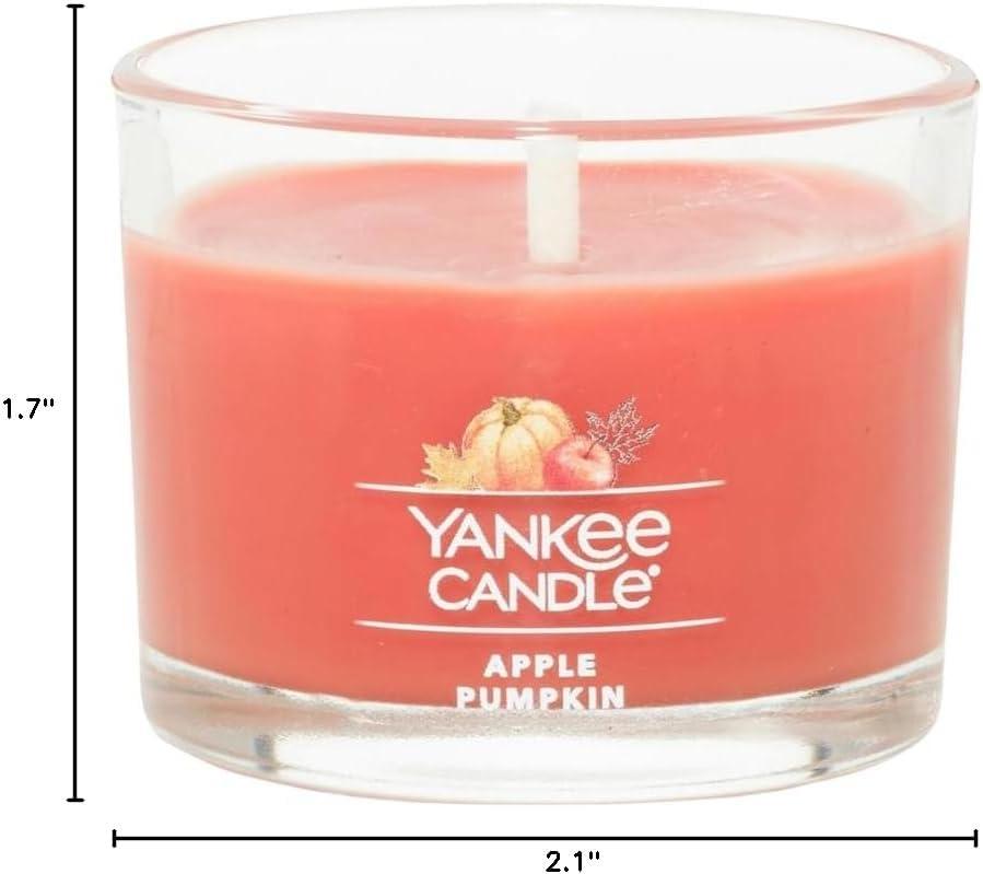 imageYankee Candle Signature Votive Mini Candle Jar Vanilla Cupcake Scent Natural Soy Wax Blend Candle with Natural Fiber Wick 13 OZ Glass Jar Pack of 4Apple Pumpkin