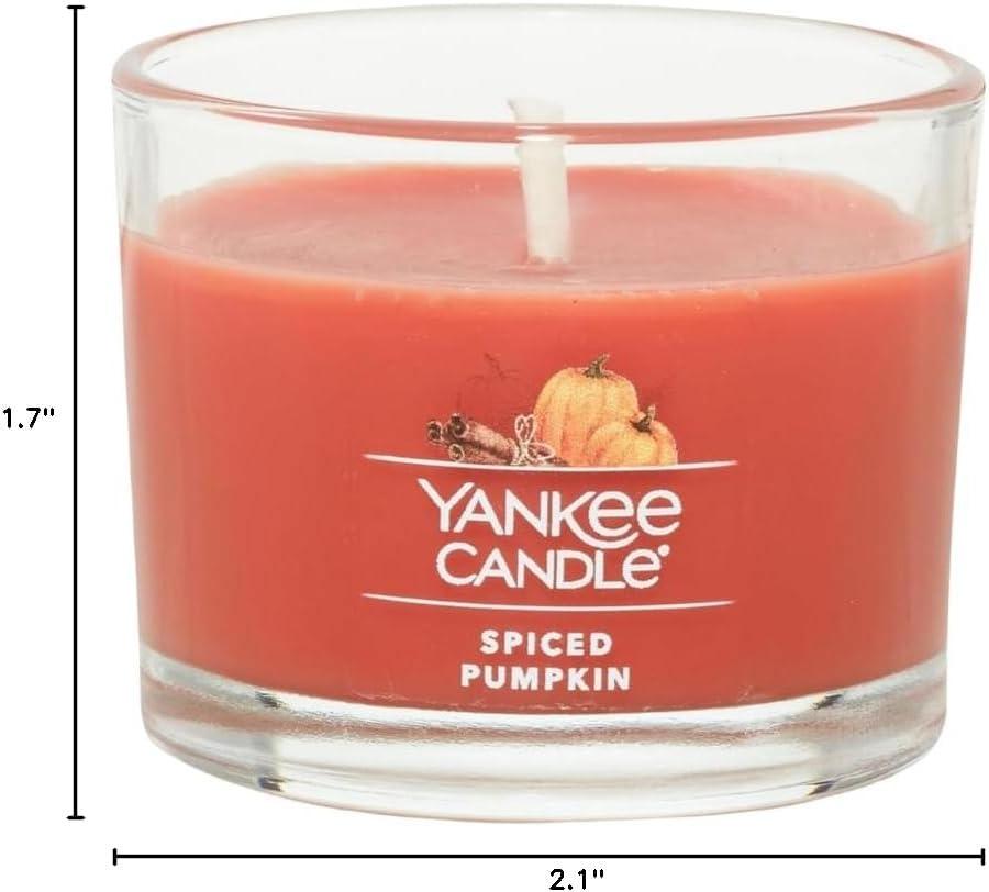 imageYankee Candle Signature Votive Mini Candle Jar Vanilla Cupcake Scent Natural Soy Wax Blend Candle with Natural Fiber Wick 13 OZ Glass Jar Pack of 4Spiced Pumpkin