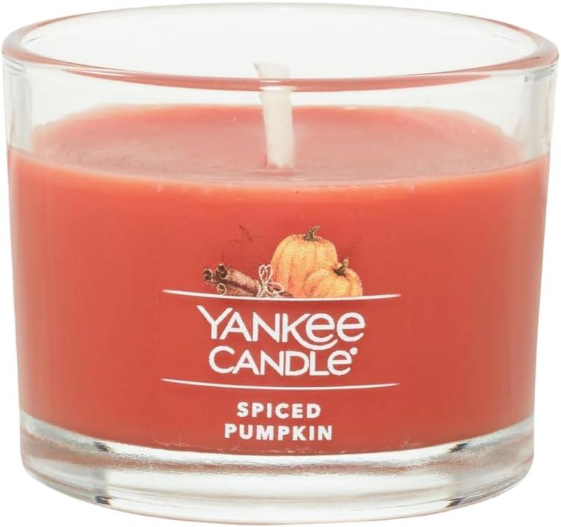 imageYankee Candle Signature Votive Mini Candle Jar Vanilla Cupcake Scent Natural Soy Wax Blend Candle with Natural Fiber Wick 13 OZ Glass Jar Pack of 4Spiced Pumpkin