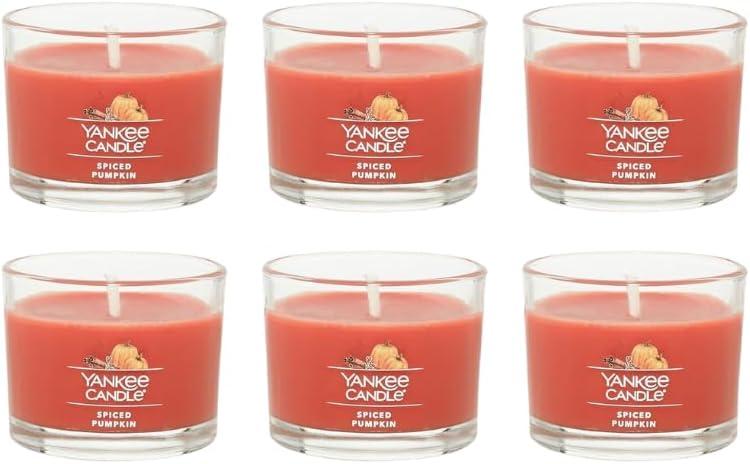 imageYankee Candle Signature Votive Mini Candle Jar Vanilla Cupcake Scent Natural Soy Wax Blend Candle with Natural Fiber Wick 13 OZ Glass Jar Pack of 4Spiced Pumpkin