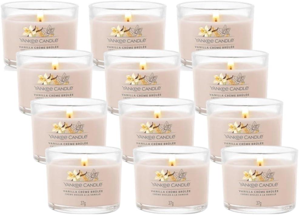 imageYankee Candle Signature Votive Mini Candle Jar Vanilla Cupcake Scent Natural Soy Wax Blend Candle with Natural Fiber Wick 13 OZ Glass Jar Pack of 4Vanilla Crme Brulee