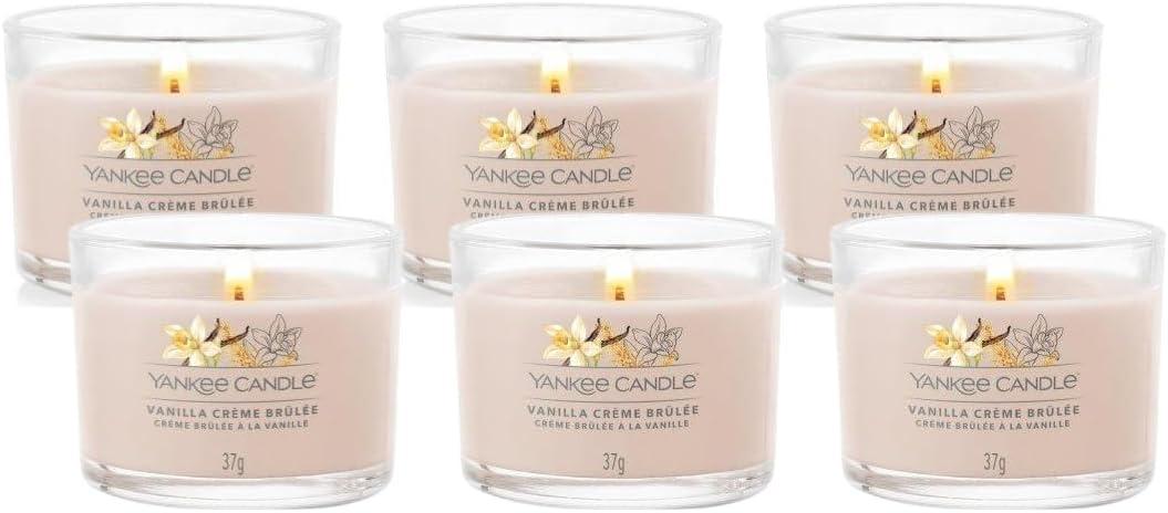 imageYankee Candle Signature Votive Mini Candle Jar Vanilla Cupcake Scent Natural Soy Wax Blend Candle with Natural Fiber Wick 13 OZ Glass Jar Pack of 4Vanilla Crme Brulee
