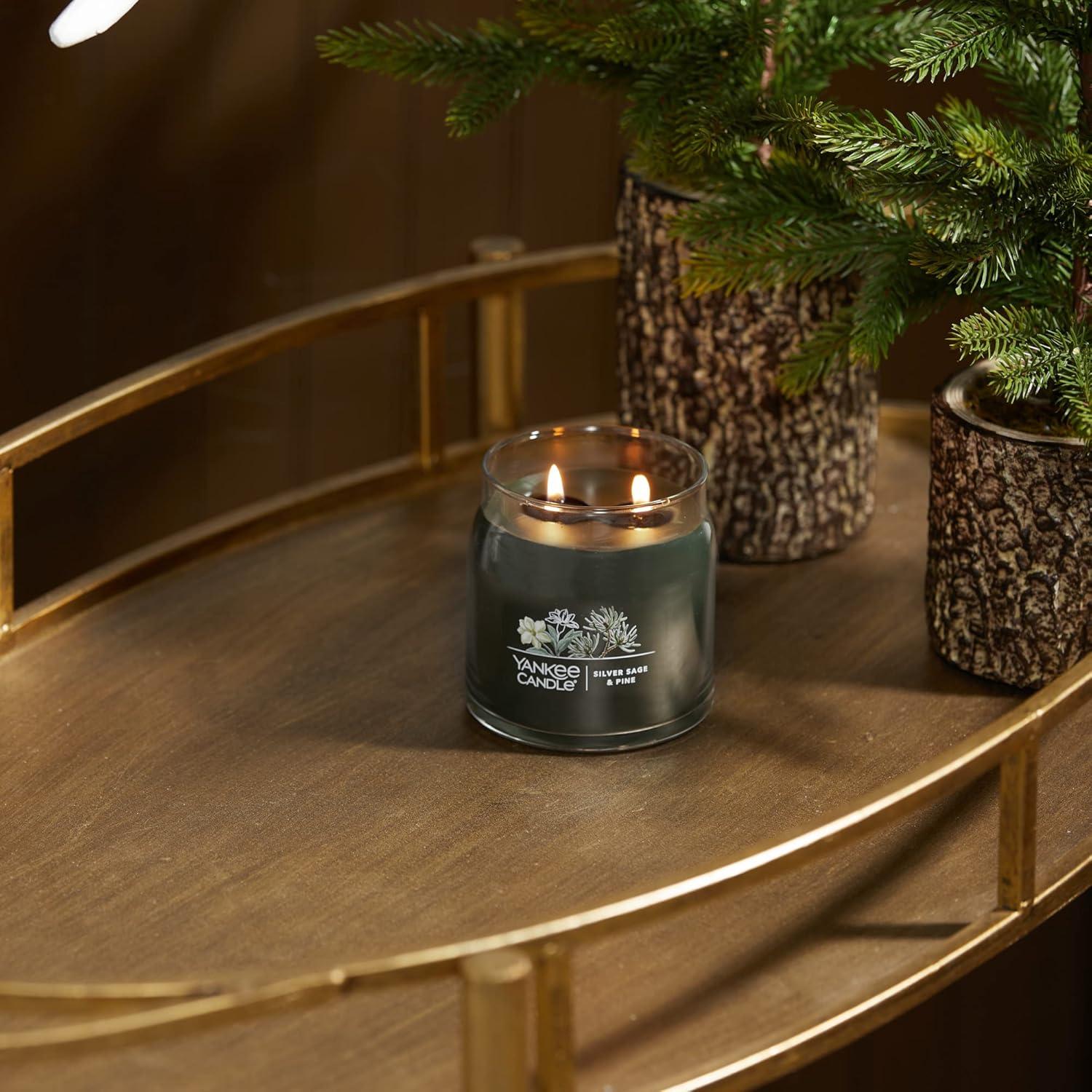 imageYankee Candle Studio Scented Candle with up to 50 Hour Burn Time Premium Plant Wax Blend for Consistent Burn 10 oz Jar Candle with Room Filling Fragrance Amber ampamp SandalwoodSilver Sage Pine