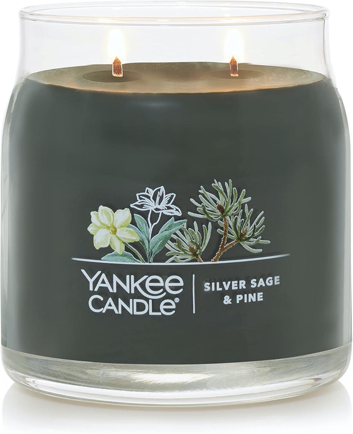 imageYankee Candle Studio Scented Candle with up to 50 Hour Burn Time Premium Plant Wax Blend for Consistent Burn 10 oz Jar Candle with Room Filling Fragrance Amber ampamp SandalwoodSilver Sage Pine