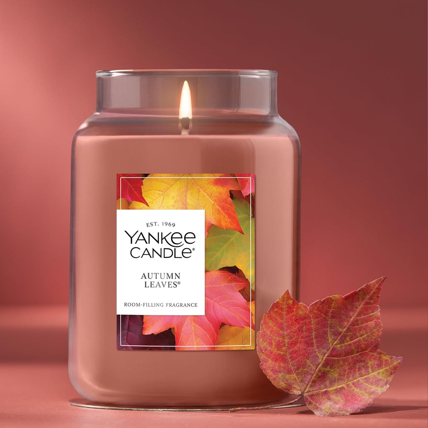 imageYankee Candle Sugared Cinnamon Apple Scented Candle 22oz Large Jar with up to 150 Hour Burn Time GiftableAutumn Leaves