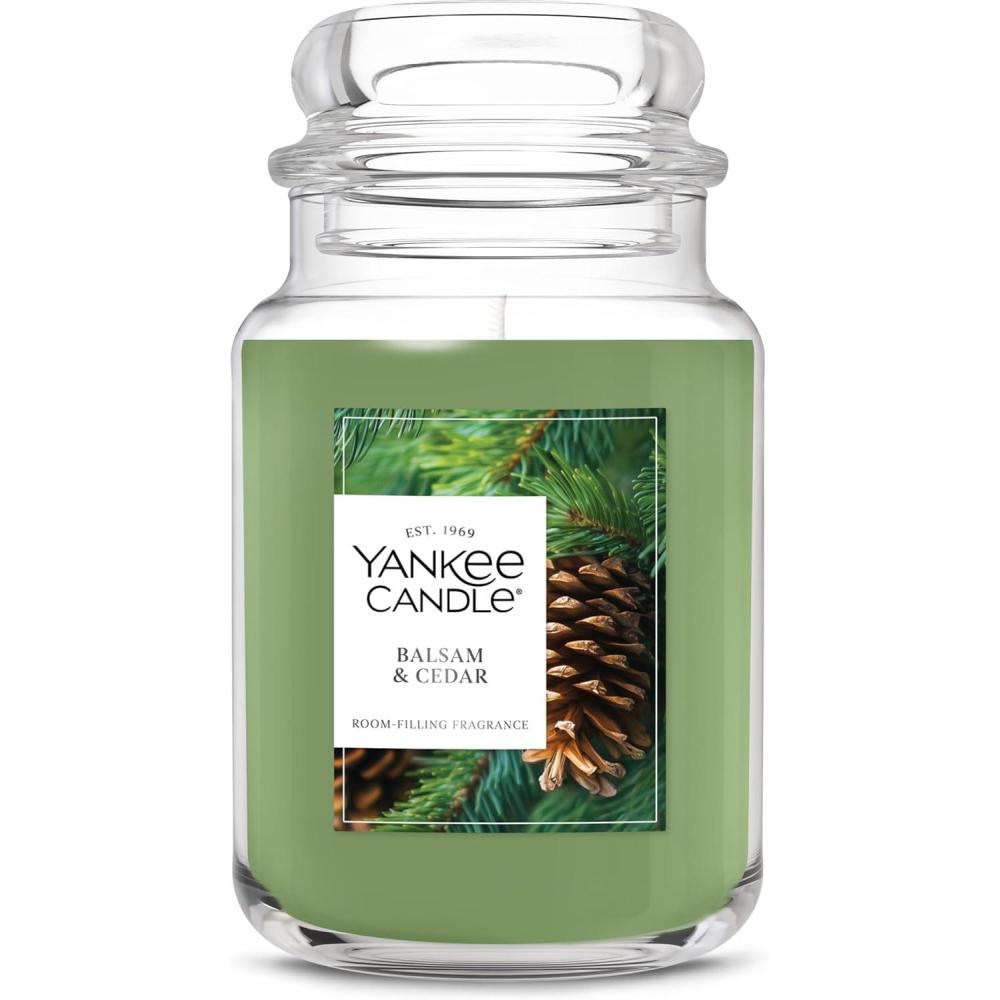 imageYankee Candle Balsam ampamp Cedar Holiday Scented Candle 22oz Large Jar with up to 150 Hour Burn Time GiftableBalsam Cedar