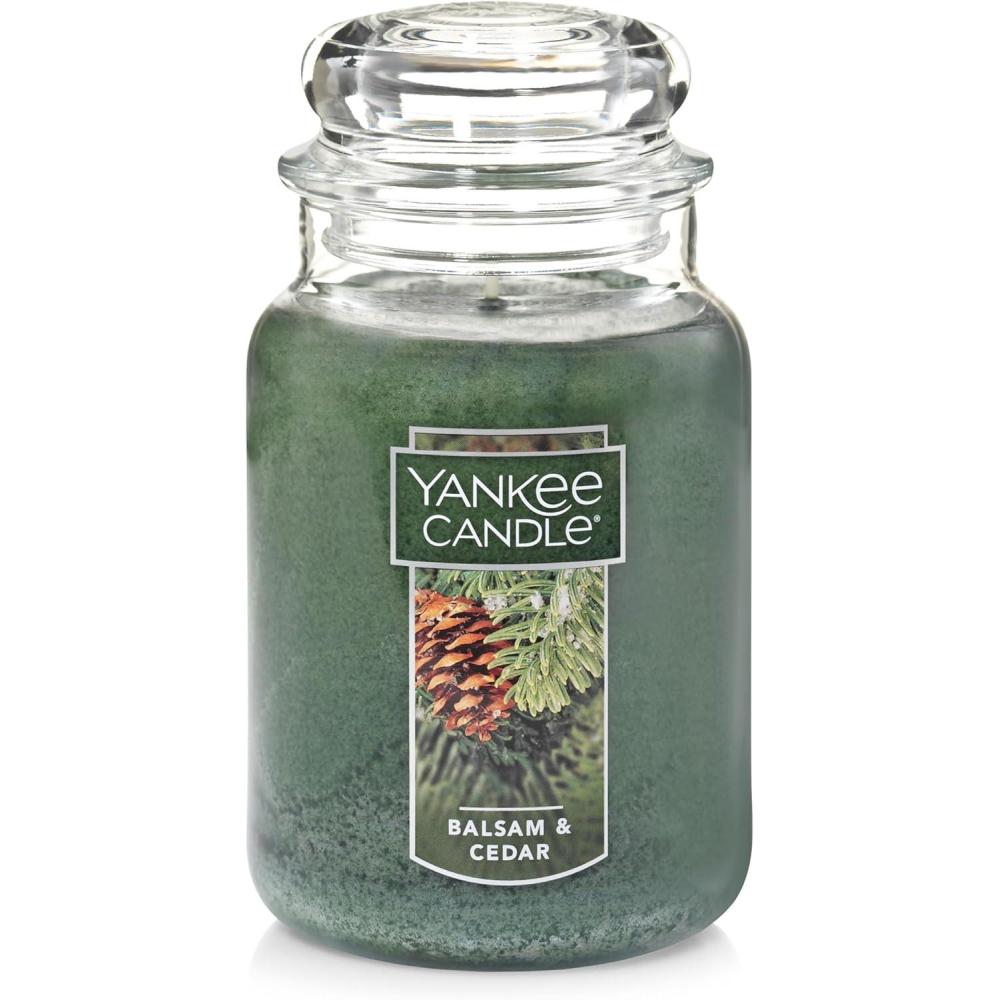 imageYankee Candle Balsam ampamp Cedar Holiday Scented Candle 22oz Large Jar with up to 150 Hour Burn Time GiftableBalsam CedarOld