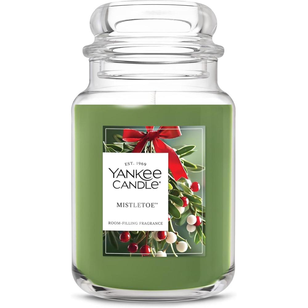 imageYankee Candle Balsam ampamp Cedar Holiday Scented Candle 22oz Large Jar with up to 150 Hour Burn Time GiftableMistletoe