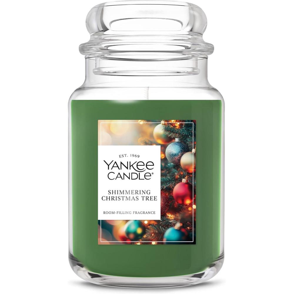 imageYankee Candle Balsam ampamp Cedar Holiday Scented Candle 22oz Large Jar with up to 150 Hour Burn Time GiftableShimmering Christmas Tree