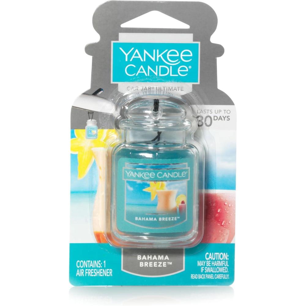 imageYankee Candle Car Air Fresheners Hanging Car Jar Ultimate Black Cherry Scented Neutralizes Odors Up To 30 DaysBahama Breeze