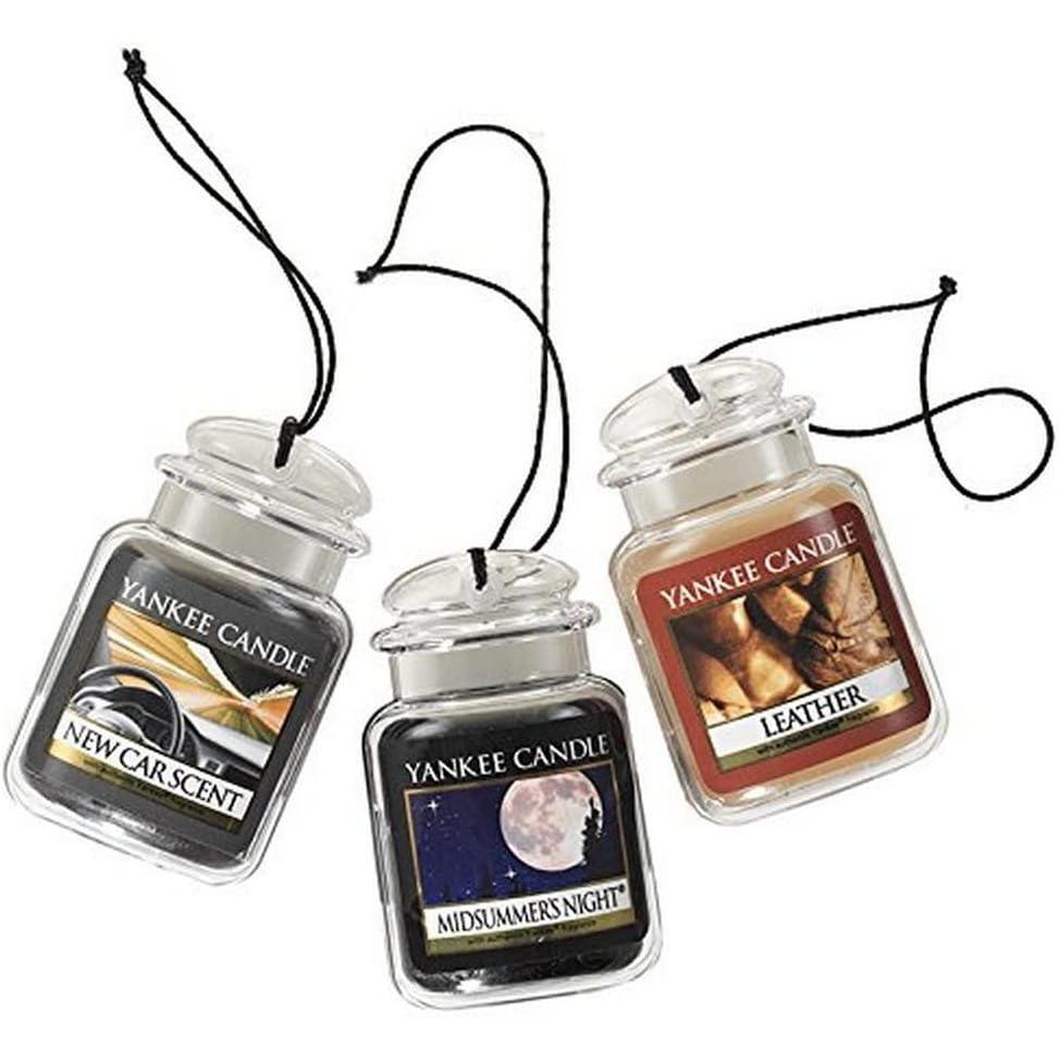 imageYankee Candle Car Air Fresheners Hanging Car Jar Ultimate Black Cherry Scented Neutralizes Odors Up To 30 DaysLeather  MidSummers Night  New Car