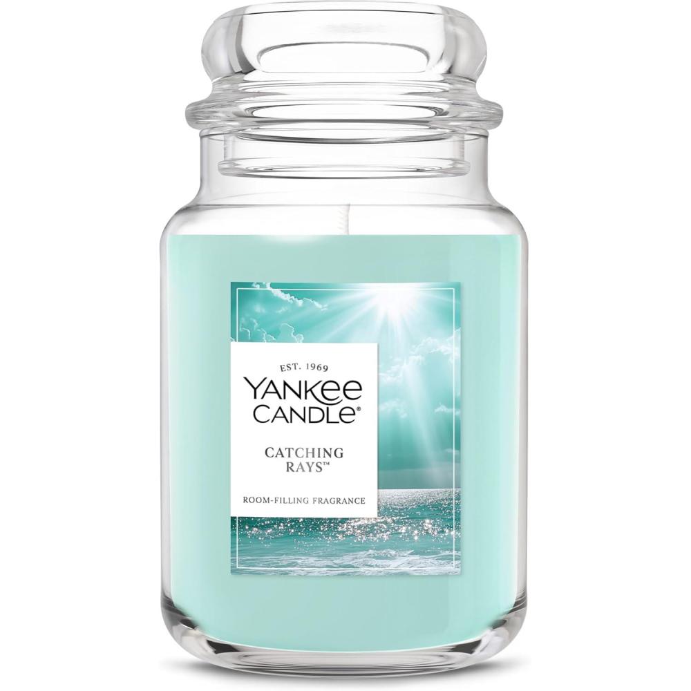 imageYankee Candle Clean Cotton Scented Candle 22oz Large Jar with up to 150 Hour Burn Time Giftable BirthdaysCatching Rays