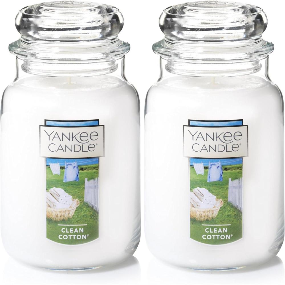 imageYankee Candle Clean Cotton Scented Large 22oz Jar Candle with Premium ParaffinGrade Wax Long Burn Time Ideal for Gifts and Home DecorLarge Jar Pack of 2