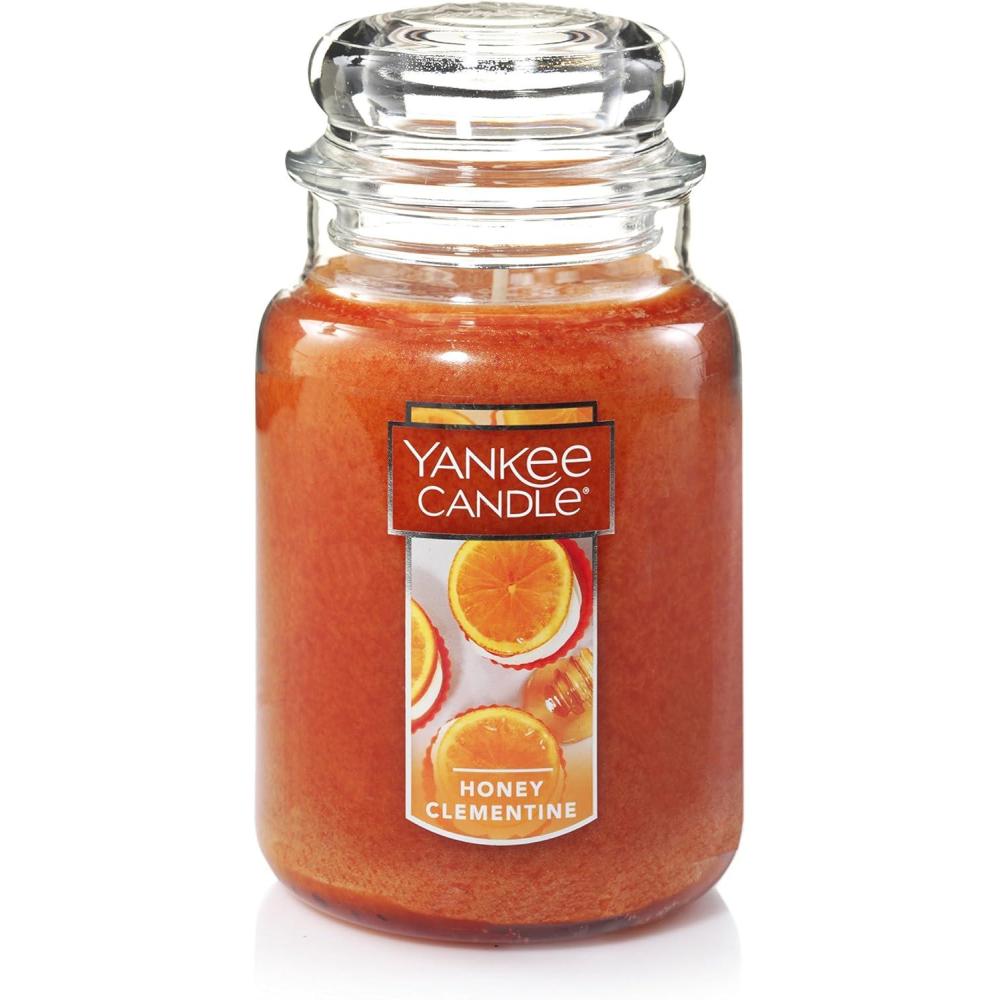 imageYankee Candle Honey Clementine Scented Classic 22oz Large Jar Single Wick Aromatherapy Candle Over 110 Hours of Burn Time Apothecary Jar Fall Candle Autumn Candle Scented for HomeHoney Clementine