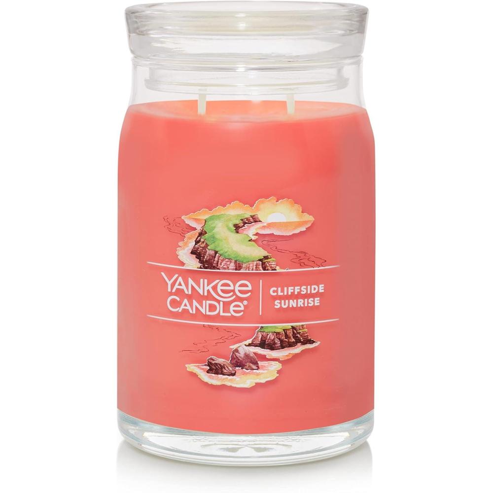 imageYankee Candle Large Tumbler Scented Candle with up to 80 Hour Burn Time Premium Plant Wax Blend for Consistent Burn 20 oz Tumbler Candle with Room Filling Fragrance Fresh Cut RosesCliffside Sunrise