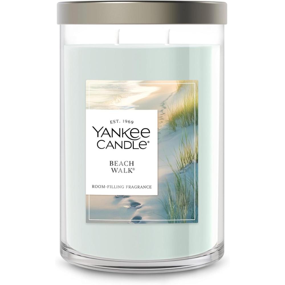 imageYankee Candle Large Tumbler Scented Candle with up to 80 Hour Burn Time Premium Plant Wax Blend for Consistent Burn 20 oz Tumbler Candle with Room Filling Fragrance Sicilian LemonBeach Walk