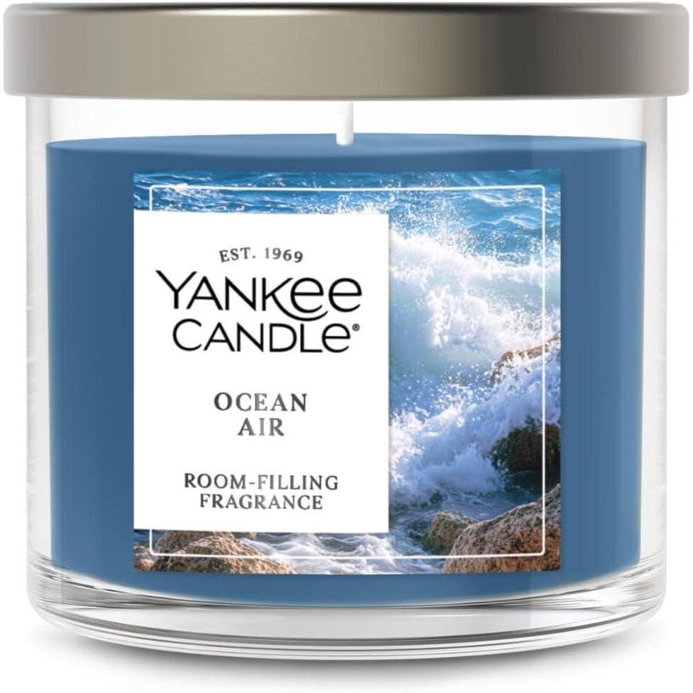 imageYankee Candle Large Tumbler Scented Candle with up to 80 Hour Burn Time Premium Plant Wax Blend for Consistent Burn 20 oz Tumbler Candle with Room Filling Fragrance Bayside CedarOcean Air