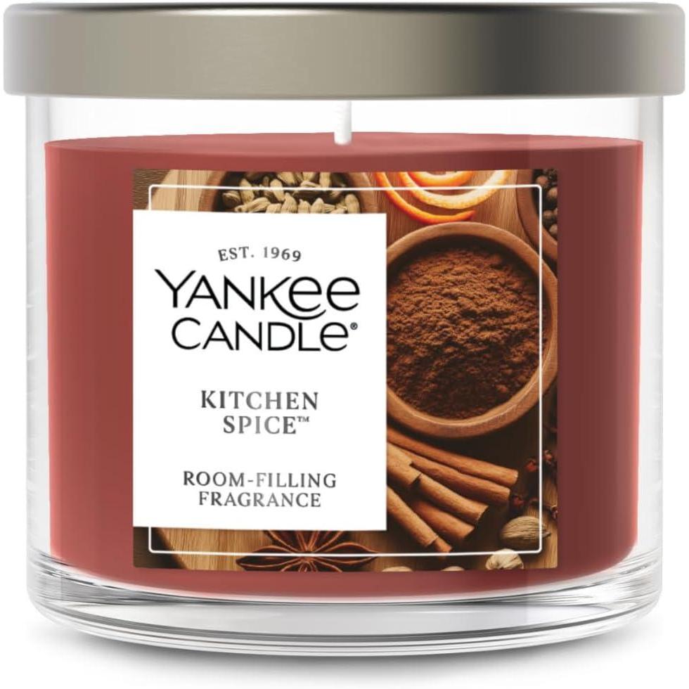 imageYankee Candle Medium Pillar Scented Candle with up to 115 Hour Burn Time Premium Plant Wax Blend for Consistent Burn 1425 oz Pillar Candle with Room Filling Fragrance Pumpkin Banana SconeKitchen Spice