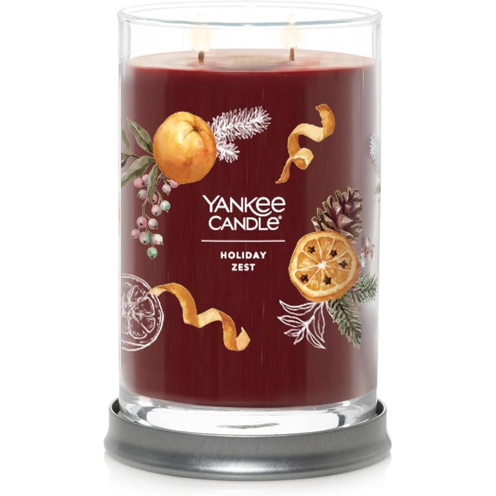imageYankee Candle Medium Pillar Scented Candle with up to 115 Hour Burn Time Premium Plant Wax Blend for Consistent Burn 1425 oz Pillar Candle with Room Filling Fragrance Pumpkin Banana SconeHoliday Zest