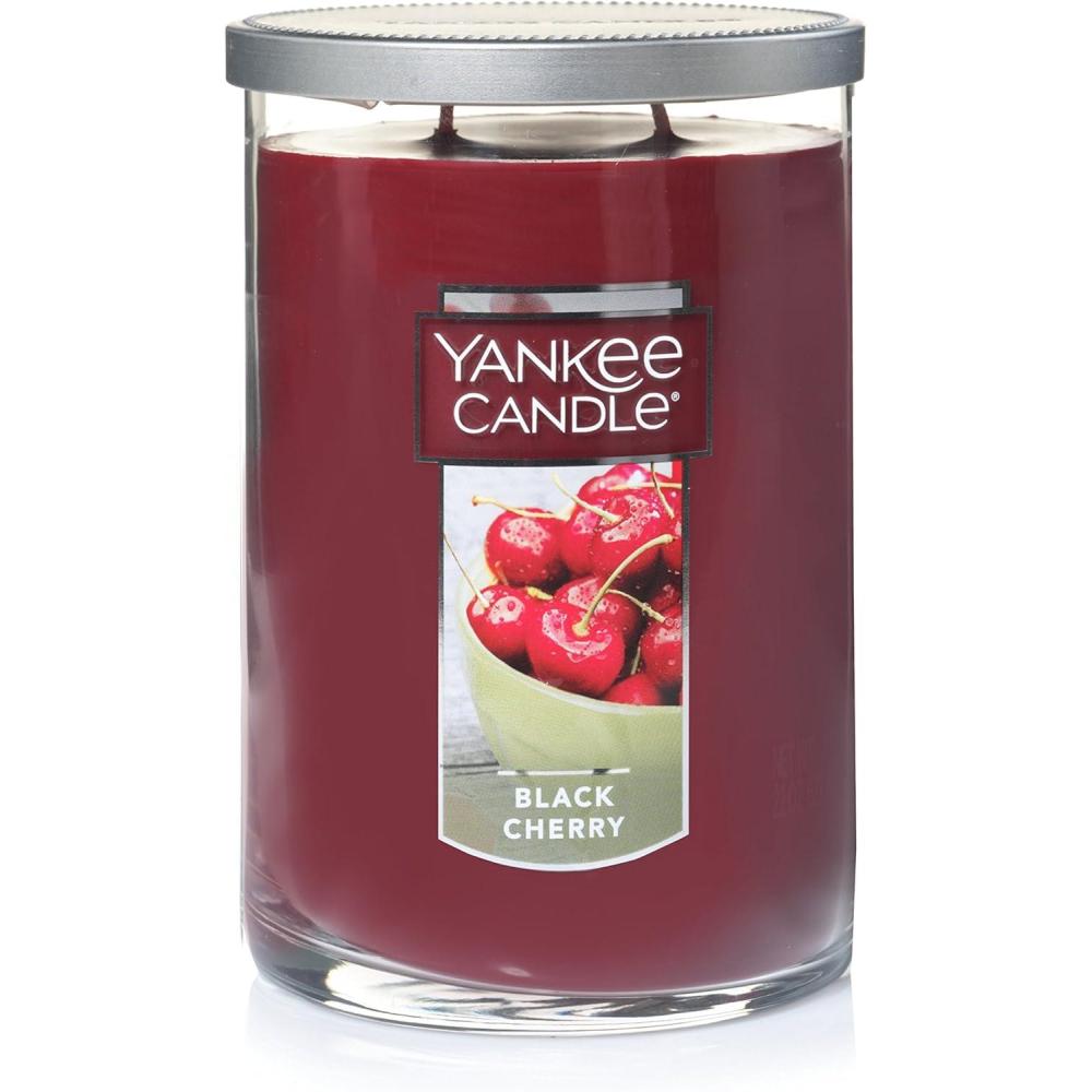 imageYankee Candle Medium Pillar Scented Candle with up to 115 Hour Burn Time Premium Plant Wax Blend for Consistent Burn 1425 oz Pillar Candle with Room Filling Fragrance Pink SandsBlack Cherry