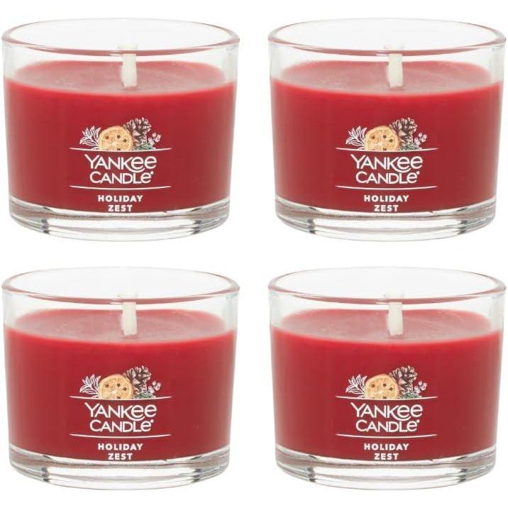 imageYankee Candle Signature Votive Mini Candle Jar Coconut Beach Scent Natural Soy Wax Blend Candle with Natural Fiber Wick 13 OZ Glass Jar Pack of 4Holiday Zest