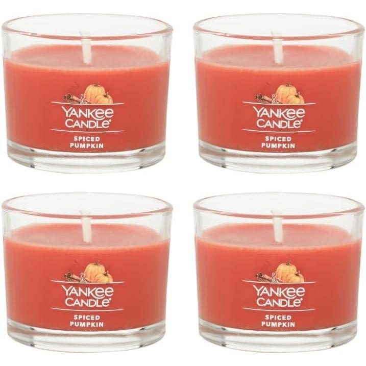 imageYankee Candle Signature Votive Mini Candle Jar Vanilla Cupcake Scent Natural Soy Wax Blend Candle with Natural Fiber Wick 13 OZ Glass Jar Pack of 4Spiced Pumpkin