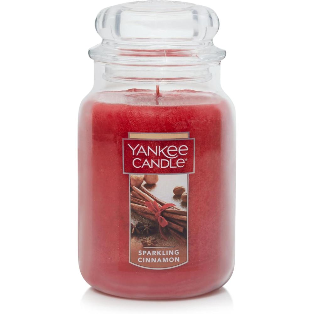 imageYankee Candle Sparkling Cinnamon Scented Classic 22oz Large Jar Single Wick Candle Over 110 Hours of Burn Time  Holiday Gifts for All Perfect for Fall and Winter DecorSparkling Cinnamon