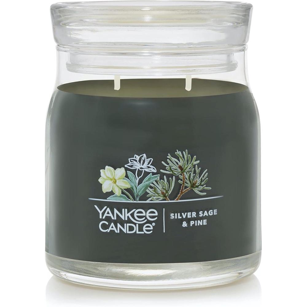imageYankee Candle Studio Scented Candle with up to 50 Hour Burn Time Premium Plant Wax Blend for Consistent Burn 10 oz Jar Candle with Room Filling Fragrance Amber ampamp SandalwoodSilver Sage  Pine