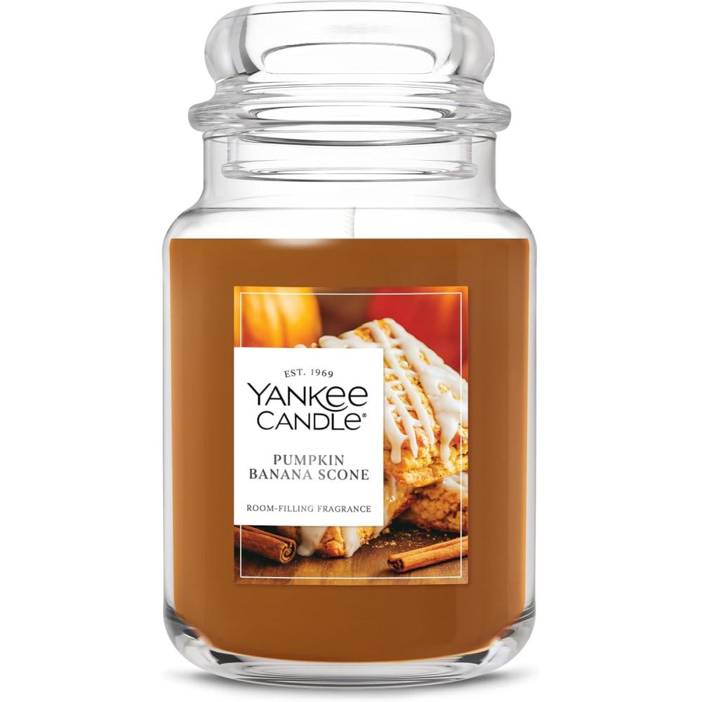 imageYankee Candle Sugared Cinnamon Apple Scented Candle 22oz Large Jar with up to 150 Hour Burn Time GiftablePumpkin Banana Scone