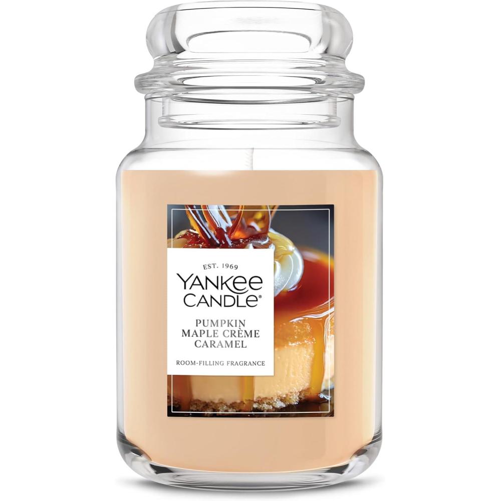 imageYankee Candle Sugared Cinnamon Apple Scented Candle 22oz Large Jar with up to 150 Hour Burn Time GiftablePumpkin Maple Creme Caramel