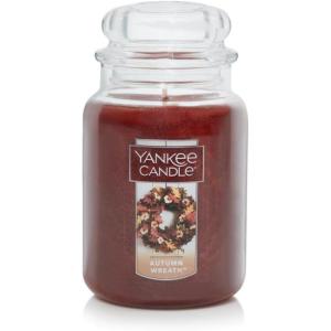 Yankee Candle Autumn Wreath Scented Classic 22oz Large Jar Single Wick Aromatherapy Candle Over 110 Hours of Burn Time Fall Fragrance Perfect for gifting(Autumn Wreath)