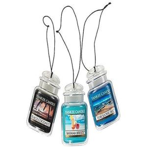Yankee Candle Car Air Fresheners, Hanging Car Jar® Ultimate Black Cherry Scented, Neutralizes Odors Up To 30 Days(Bahama Breeze  Black Coconut  Turquoise Sky)