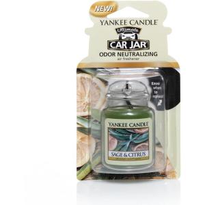 Yankee Candle Car Air Fresheners, Hanging Car Jar® Ultimate Black Cherry Scented, Neutralizes Odors Up To 30 Days(Sage & Citrus)