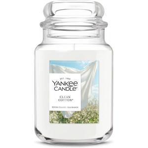 Yankee Candle Clean Cotton, Scented Candle, 22oz Large Jar with up to 150 Hour Burn Time, Giftable, Birthdays(Clean Cotton)